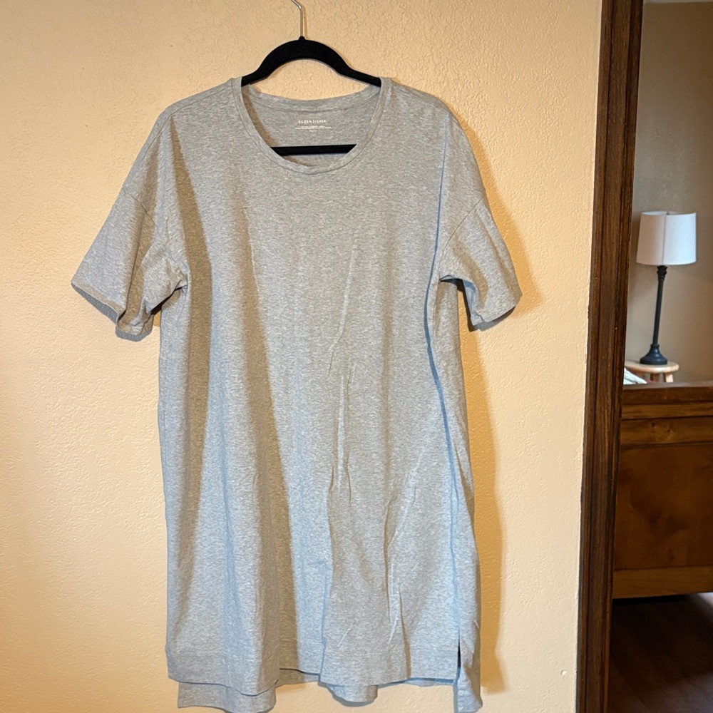 Eileen Fisher Light Gray Short Sleeve T-Shirt Dress